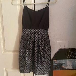 Open Back Metallic Mini Black Dress